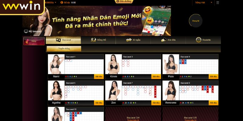 Những trò chơi hot nhất tại sảnh Casino VVVWIN